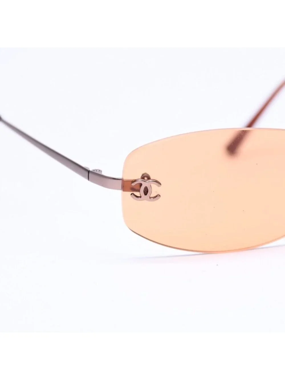 Chanel Rimless Sunglasses Side CC Logo Metal Orange 19 Eyewear
